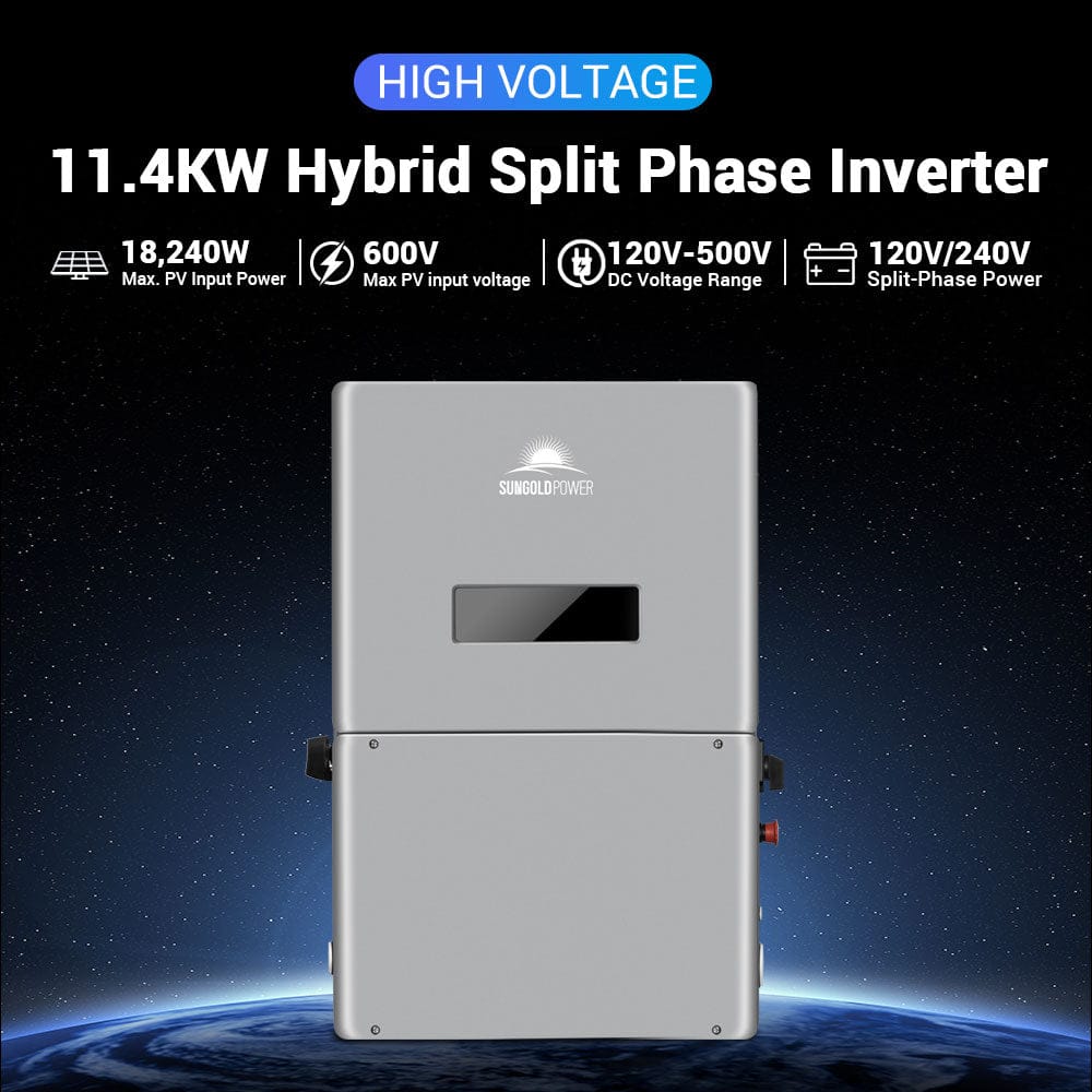SunGoldPower High Voltage 11.4 kW Hybrid Split Phase Inverter With APS Transmitter SG11.4KHB-HV