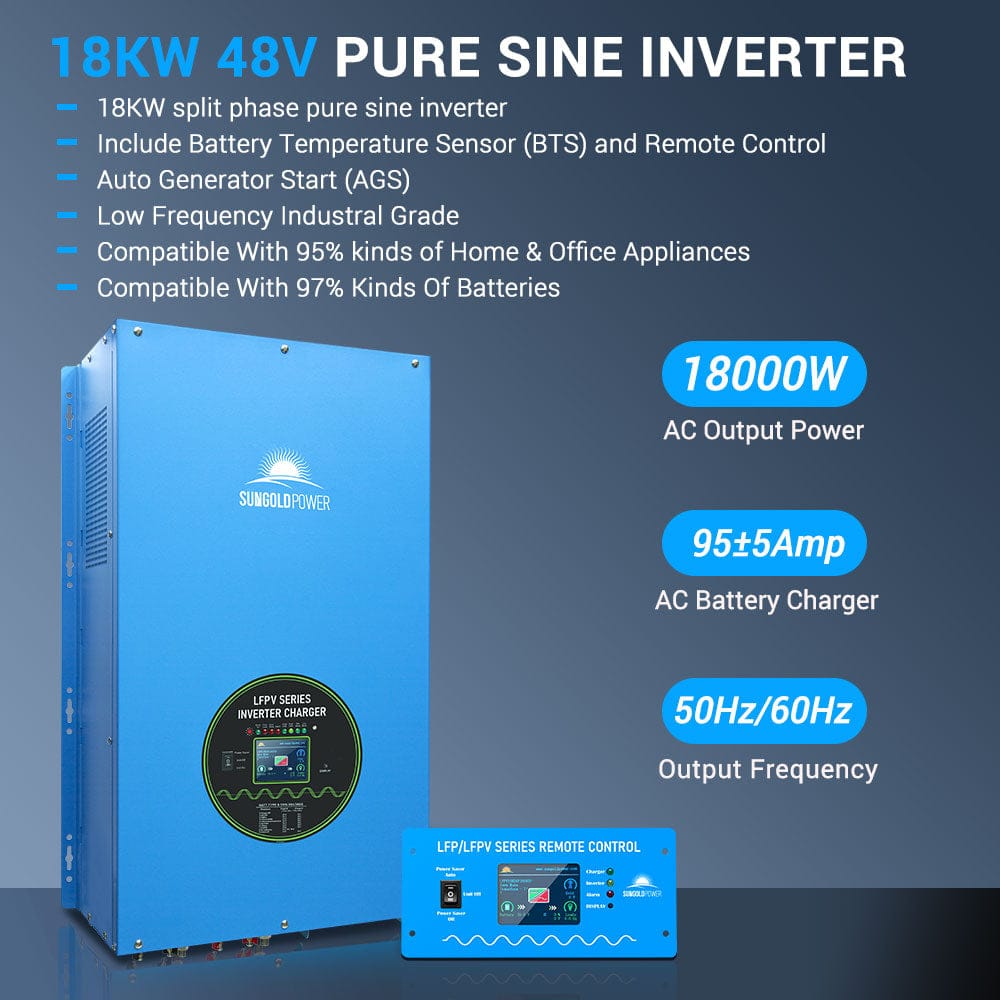 SunGoldPower 18000W 48V Split Phase Pure Sine Wave Solar Inverter Charger