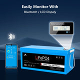 SunGoldPower 24V 100Ah LiFePO4 Deep Cycle Lithium Battery Bluetooth Self-Heating IP65