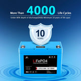 SunGoldPower 4X 12V 100Ah LiFePO4 Deep Cycle Lithium Battery Bluetooth Self-Heating IP65