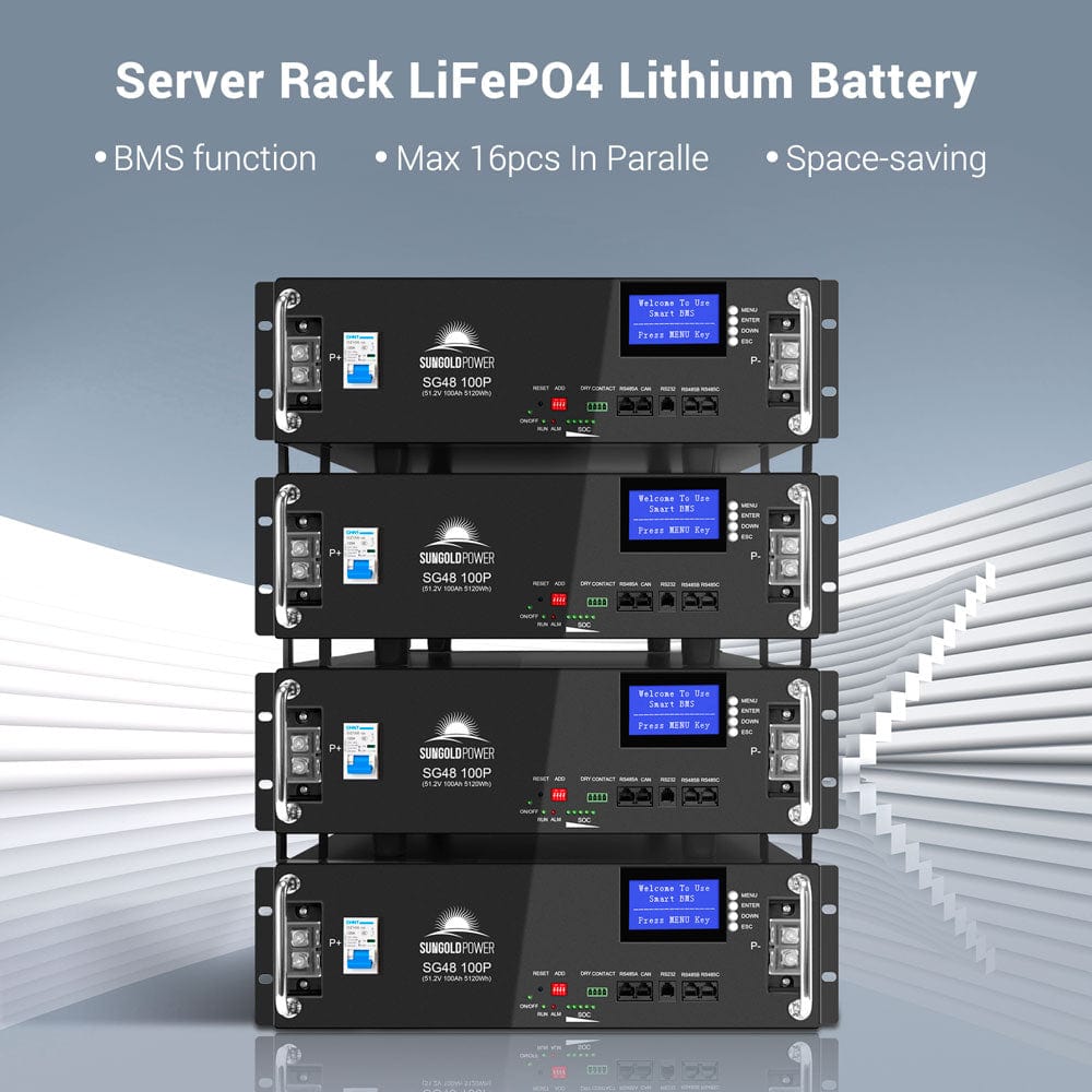 SunGoldPower 48V 100Ah Server Rack LiFePO₄ Lithium Battery SG48100P