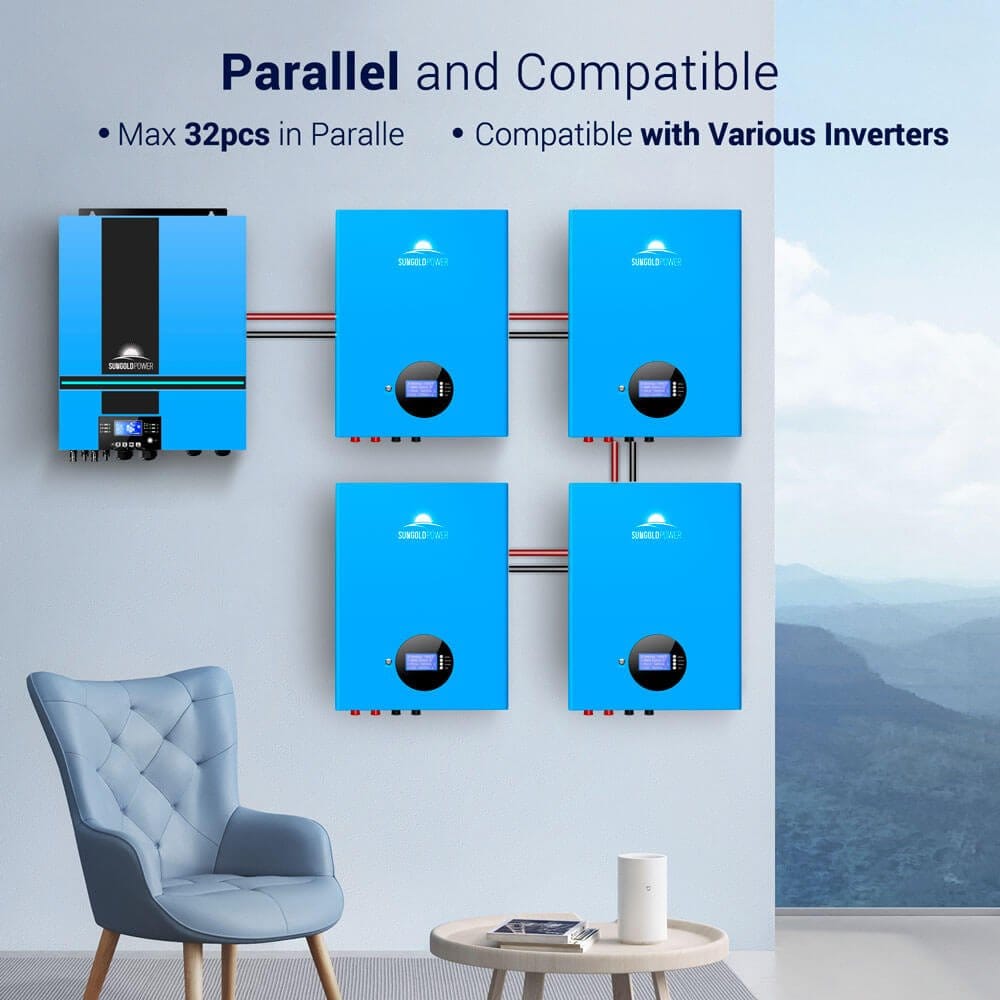 SunGoldPower 4 X 5.12kWh Powerwall LiFePO4 Lithium Battery SG48100M