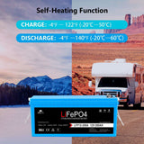 SunGoldPower 4X 12V 200Ah LiFePO4 Deep Cycle Lithium Battery Bluetooth Self-Heating IP65