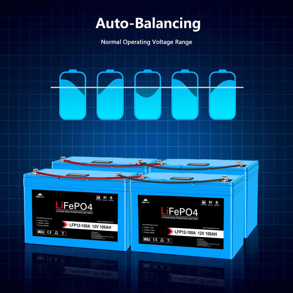 SunGoldPower 12V 100Ah LiFePO₄ Deep Cycle Lithium Battery Bluetooth Self-Heating IP65