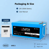 SunGoldPower 2 X 24V 100Ah LiFePO4 Deep Cycle Lithium Battery Bluetooth / Self-Heating / IP65