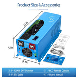 SunGoldPower 4000W Peak (12000W) DC 24V Pure Sine Wave Inverter With Charger