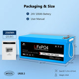 SunGoldPower 24V 100Ah LiFePO4 Deep Cycle Lithium Battery Bluetooth Self-Heating IP65