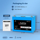 SunGoldPower 12V 100Ah LiFePO₄ Deep Cycle Lithium Battery Bluetooth Self-Heating IP65