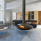 HearthArtSinn Shine 1 Luxury Hanging Disc-Shaped Real Wood Burning Fire Fireplace