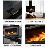 HearthArtSinn Ember 4 Simple Rotating Wood Burning Fireplace Wood Stove