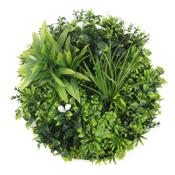 Designer Plants USA Slimline Flowering White Artificial Green Wall Disc UV Resistant 40"