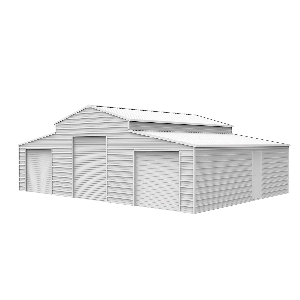 42FT × 30FT × 13FT Heavy-Duty Metal Storage Shed for Home & Farm With 3 Roll Up Doors