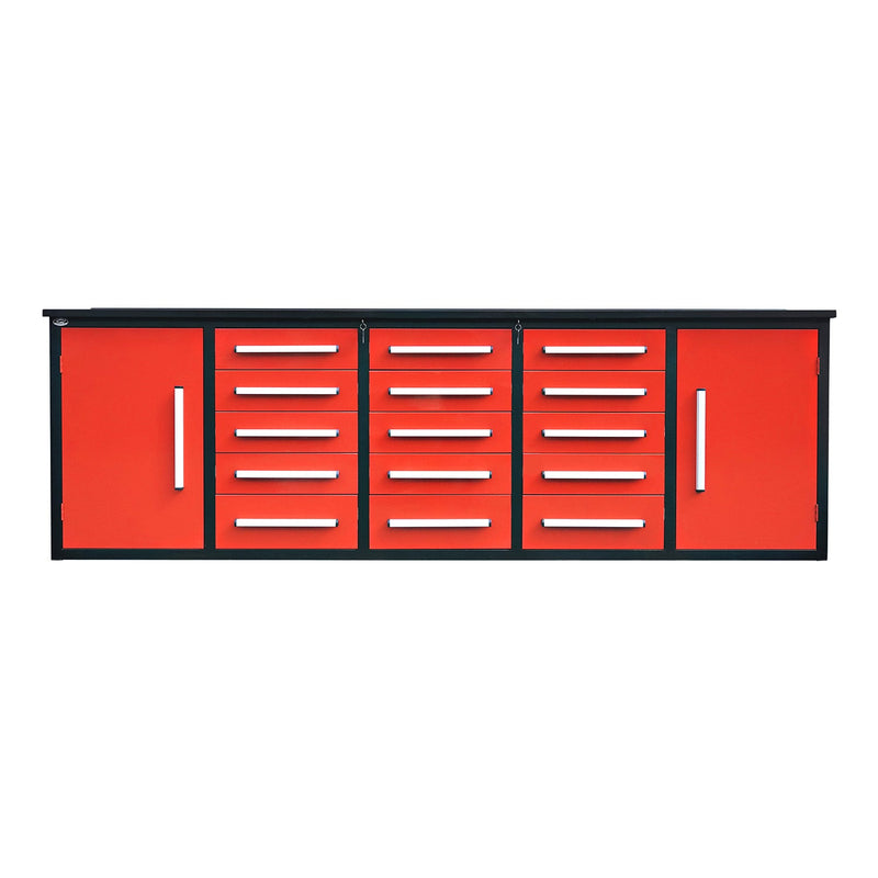 Chery Industrial 10ft Workbench Storage Cabinet with 15 Drawers & 2 Cabinets