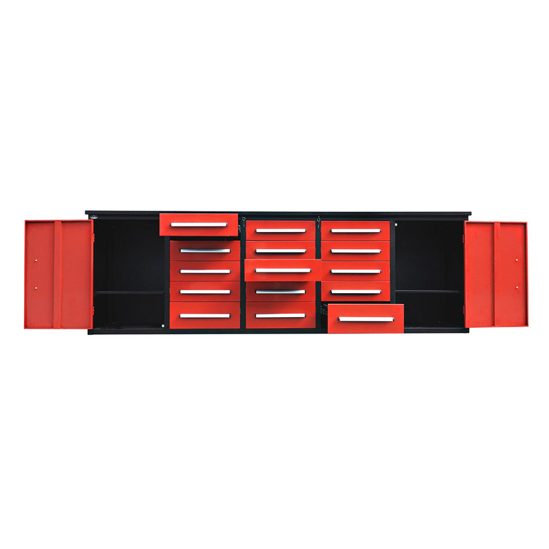 Chery Industrial 10ft Workbench Storage Cabinet with 15 Drawers & 2 Cabinets