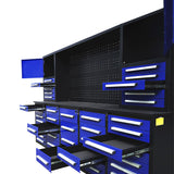 Chery Industrial 10ft Workbench Cabinet (40 Drawers, 2 Cabinets & 1 Pegboard)