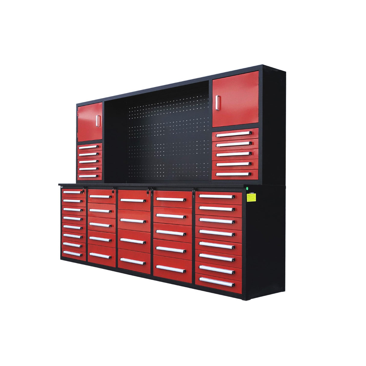 Chery Industrial 10ft Workbench Cabinet (40 Drawers, 2 Cabinets & 1 Pegboard)