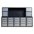 Chery Industrial 10ft Workbench Cabinet (30 Drawers, 2 Cabinets & 1 Pegboard)