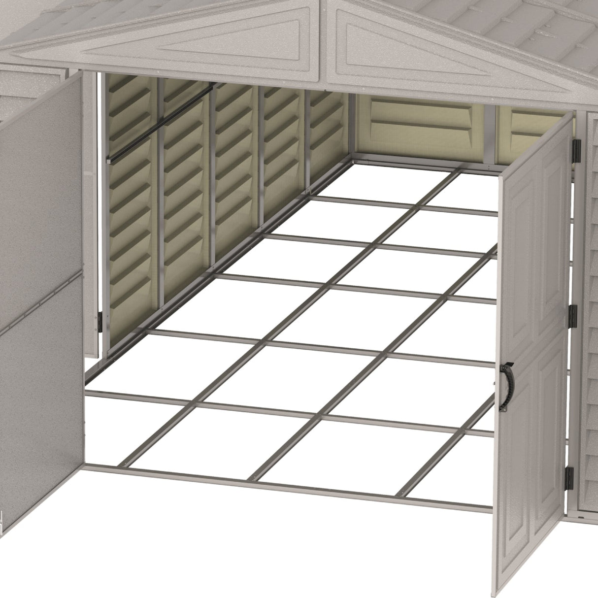 Chery Industrial Duramax 10.5’ x 28.5’ Vinyl Garage with Foundation, 2 Windows & Side Doors Vinyl Storage Shed 15526