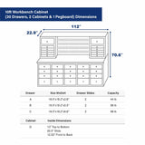 Chery Industrial 10ft Workbench Cabinet (30 Drawers, 2 Cabinets & 1 Pegboard)