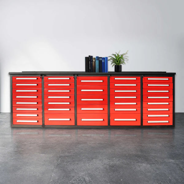 Chery Industrial 10’ Storage Cabinet with 35 Drawers Heavy‑Duty Tool Workbench
