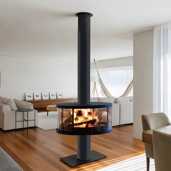 HearthArtSinn Ember 3 Modern Indoor Round Glass Real Fire Fireplace