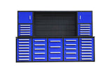 Chery Industrial Steelman 10’ Workbench Cabinet with 40 Drawers, 2 Cabinets & Pegboard Heavy‑Duty Tool Storage WW000217