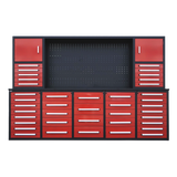 Chery Industrial Steelman 10’ Workbench Cabinet with 40 Drawers, 2 Cabinets & Pegboard Heavy‑Duty Tool Storage WW000217