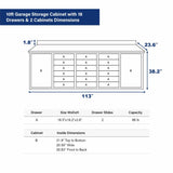 Chery Industrial 10ft Garage Storage Cabinet with 18 Drawers & 2 Cabinets