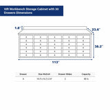 Chery Industrial 10ft Workbench Storage Cabinet with 30 Drawers