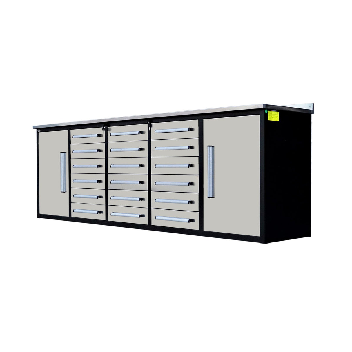 Chery Industrial Steelman 10’ Garage Storage Cabinet with Workbench, 18 Drawers & 2 Cabinets WW000182