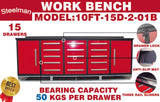 Chery Industrial Steelman 10’ Workbench Storage Cabinet with 15 Drawers & 2 Cabinets Heavy‑Duty Tool Chest