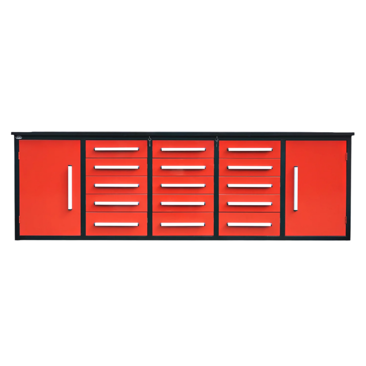 Chery Industrial Steelman 10’ Workbench Storage Cabinet with 15 Drawers & 2 Cabinets Heavy‑Duty Tool Chest
