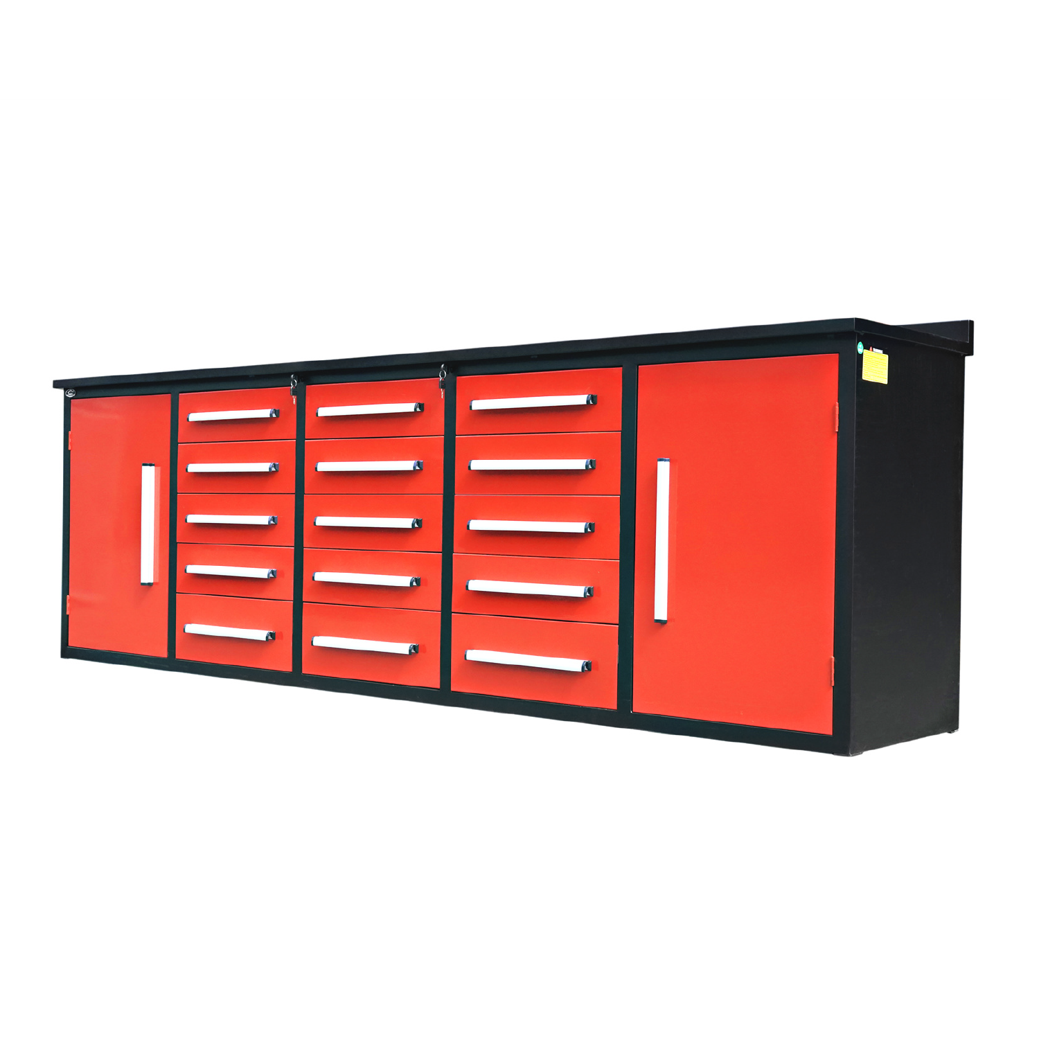 Chery Industrial Steelman 10’ Workbench Storage Cabinet with 15 Drawers & 2 Cabinets Heavy‑Duty Tool Chest