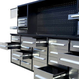 Chery Industrial 10ft Workbench Cabinet (30 Drawers, 2 Cabinets & 1 Pegboard)