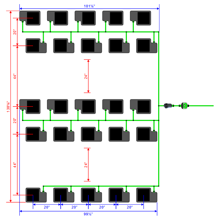 Alien Hydroponics EasyFeed 25 Pot 5 Row Kit