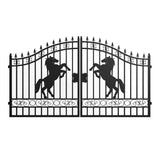 Chery Industrial 12x8 ft Dual Swing Driveway Gate with Horse Pattern