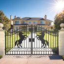 Chery Industrial 12x8 ft Dual Swing Driveway Gate with Horse Pattern