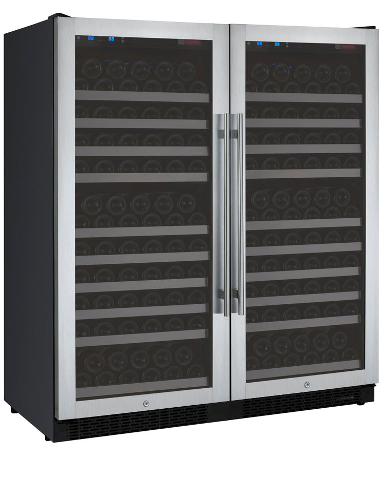 Allavino 47" Wide FlexCount II Tru‑Vino 256 Bottle Dual Zone Stainless Steel Side‑by‑Side Wine Refrigerator BF 2X‑VSWR128‑1S20