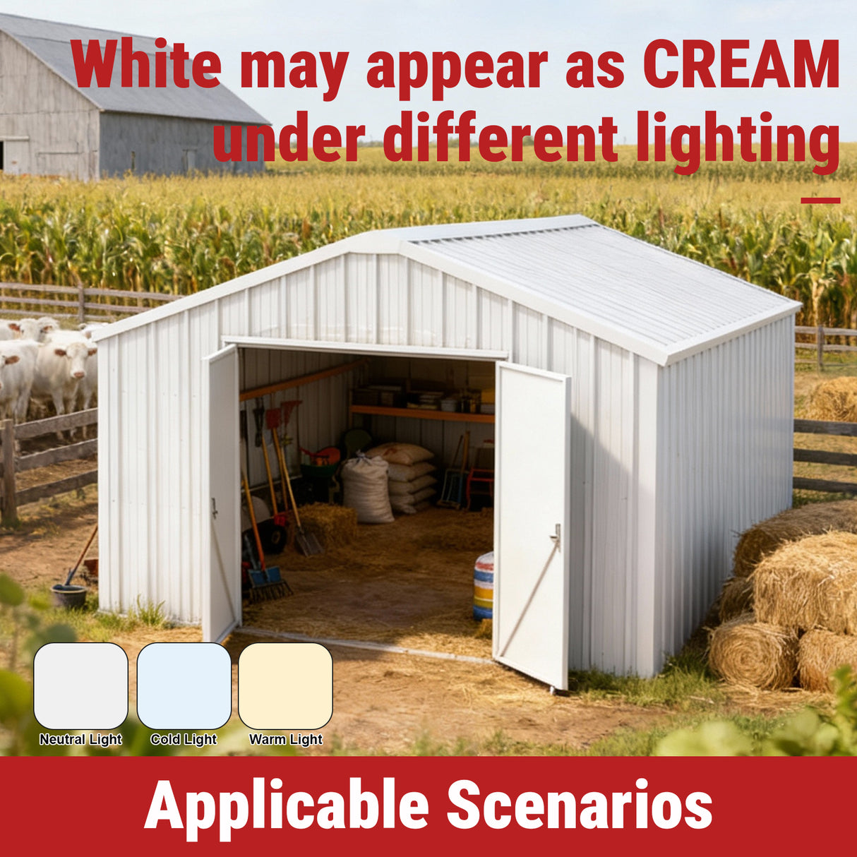 12FT × 20FT Single Garage Metal Shed Double Door Outdoor Storage Unit