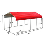 Chery Industrial 12’ x 20’ Heavy Duty Metal Garage Carport SUISCM122009
