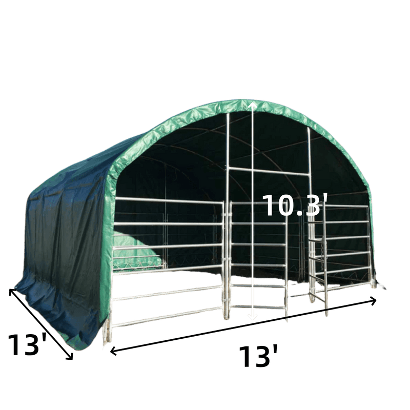 Chery Industrial 13' x 13' Livestock Corral Shelter with front door