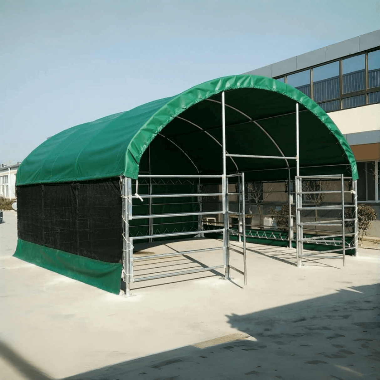 Chery Industrial 13' x 13' Livestock Corral Shelter with front door