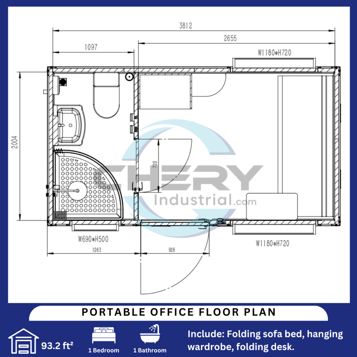 Chery Industrial Portable Office with Bedroom and Bathroom