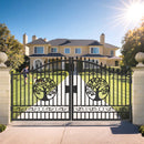 Chery Industrial 14x8 ft Steel Dual Swing Driveway Gate with Wider Goalposts