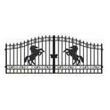 Chery Industrial 14x8 ft Steel Dual Swing Driveway Gate with Horse Pattern