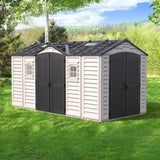 Chery Industrial Duramax 15.8’ Apex‑Pro Vinyl Storage Shed with Foundation Kit