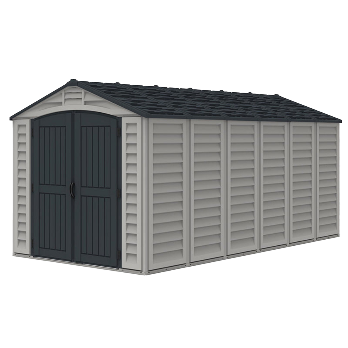 Chery Industrial Duramax 15.8’ Apex‑Pro Vinyl Storage Shed with Foundation Kit
