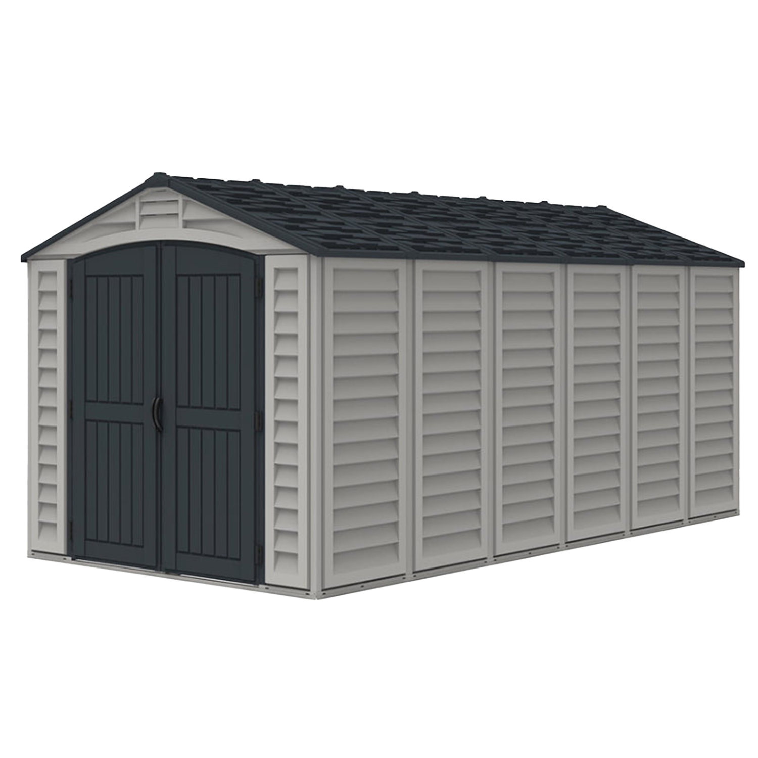 Chery Industrial Duramax 15.8’ Apex‑Pro Vinyl Storage Shed with Foundation Kit