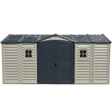 Chery Industrial Duramax 15.8’ Apex‑Pro Vinyl Storage Shed with Foundation Kit