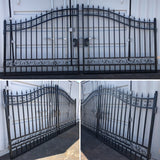 Chery Industrial 16’ Dual Swing Wrought Iron Gate with No Decor Driveway Gate